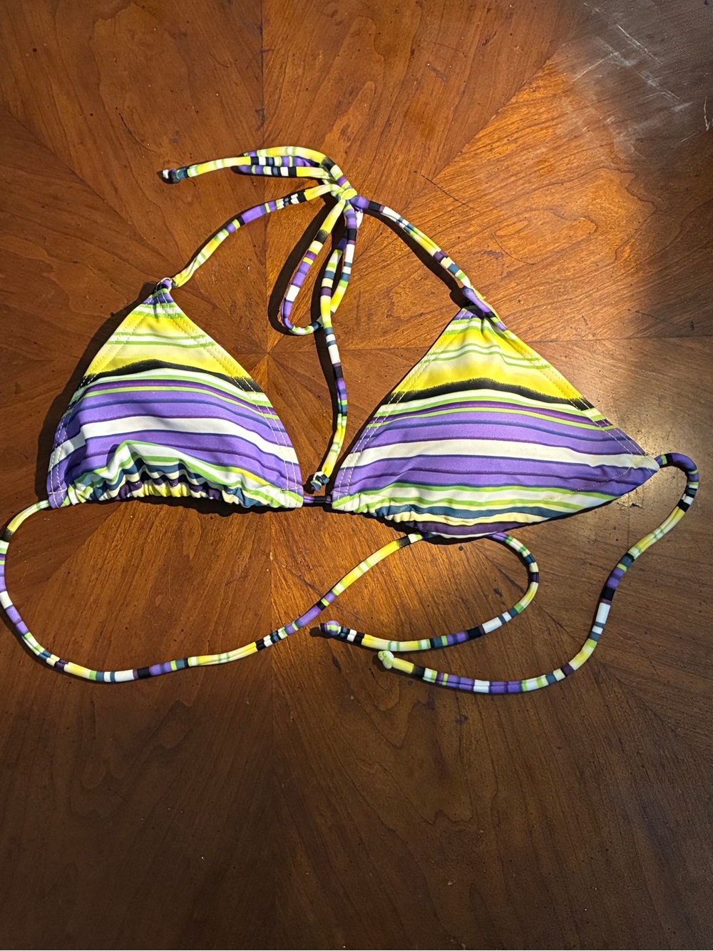 Striped Purple & Yellow Triangle Swim Top - small Women’s